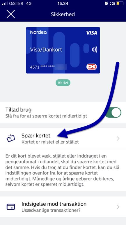 spær kort nordea|Spær dit kort 